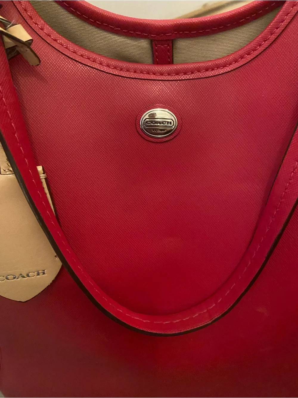 Coach Berry Pink Leather Tote Bag with Tag